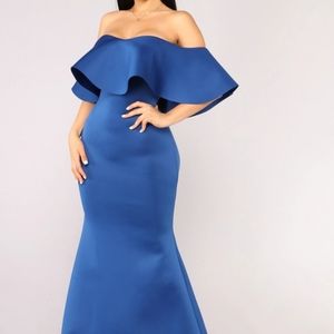 Off-the-shoulder Royal Blue Dress